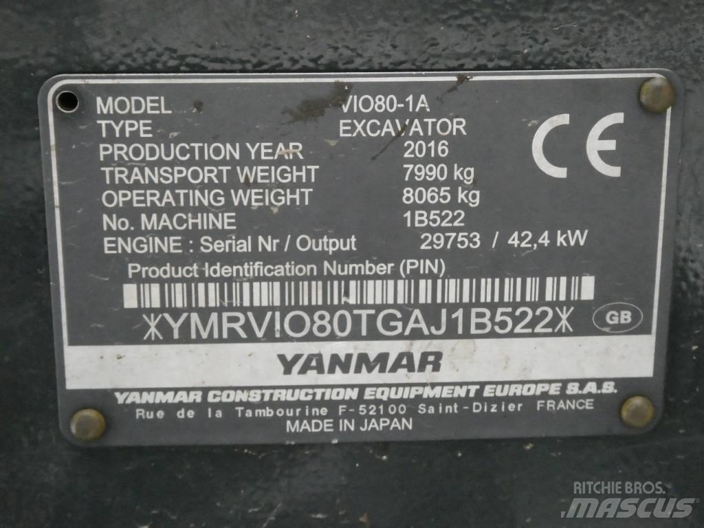 Yanmar Vio 80-1A حفارات وسط 7 طن - 12 طن