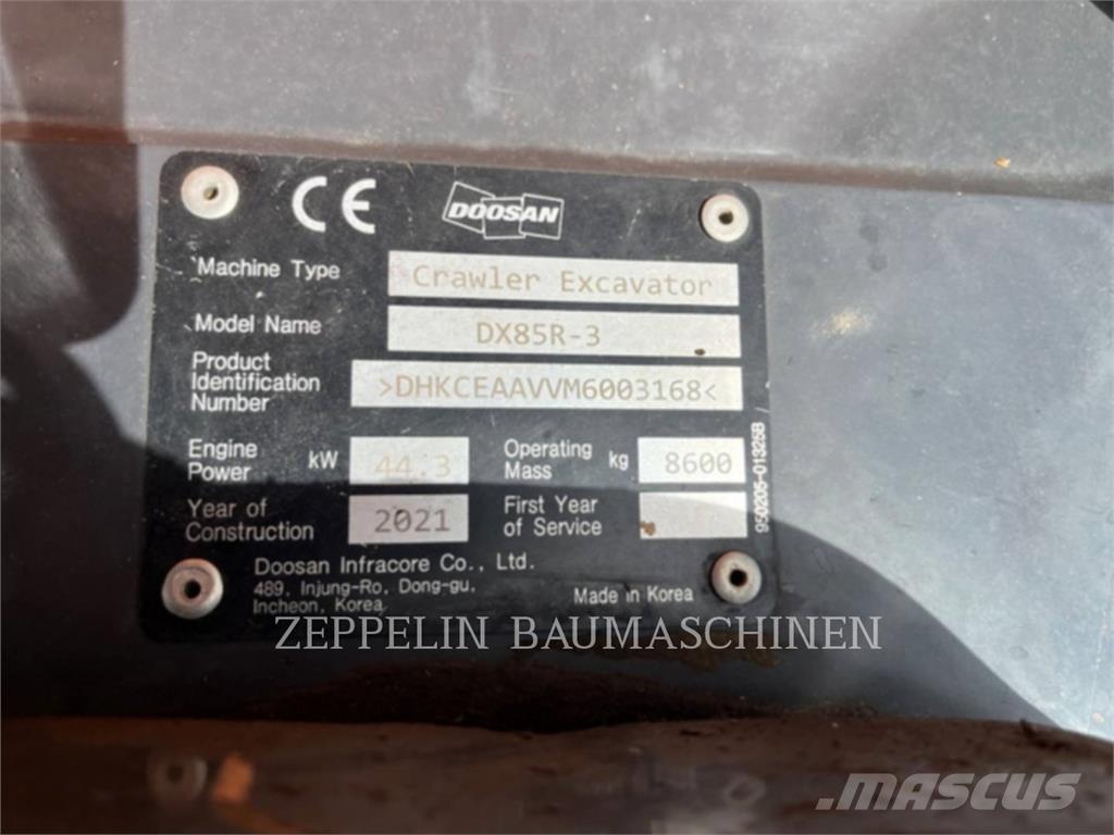 Doosan DX85R-3 حفارات زحافة