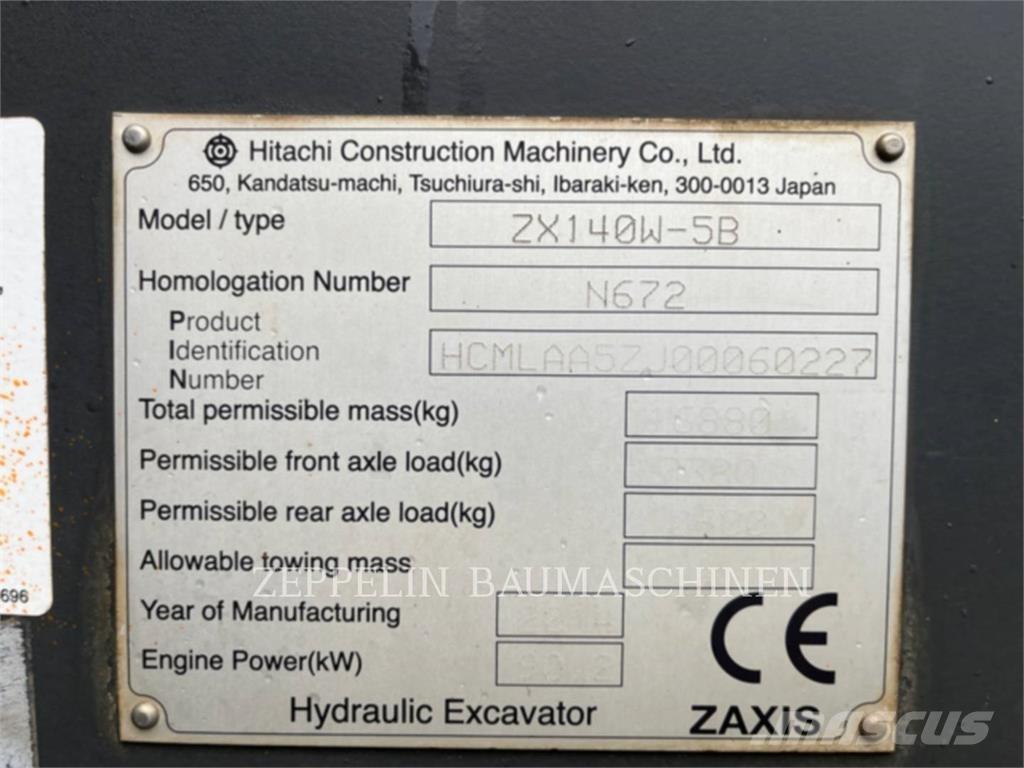 Hitachi ZX140W-5 حفارات بعجل
