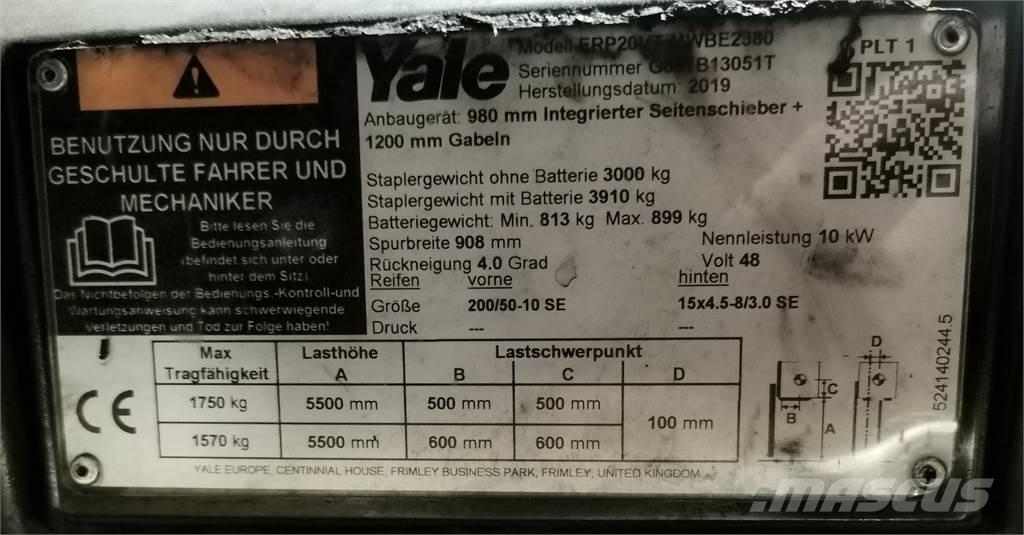 Yale ERP20VT MWB شاحنات ذات رافعات شوكية تعمل بالكهرباء