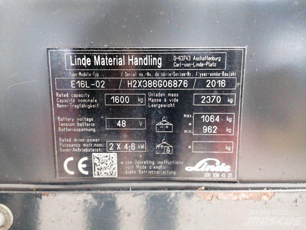 Linde E16L-02 شاحنات ذات رافعات شوكية تعمل بالكهرباء