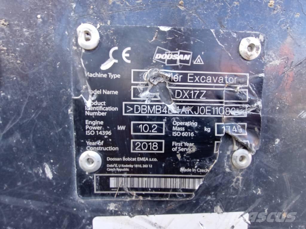 Doosan DX 17 حفارات صغيرة أقل من 7 طن (حفارات صغيرة)