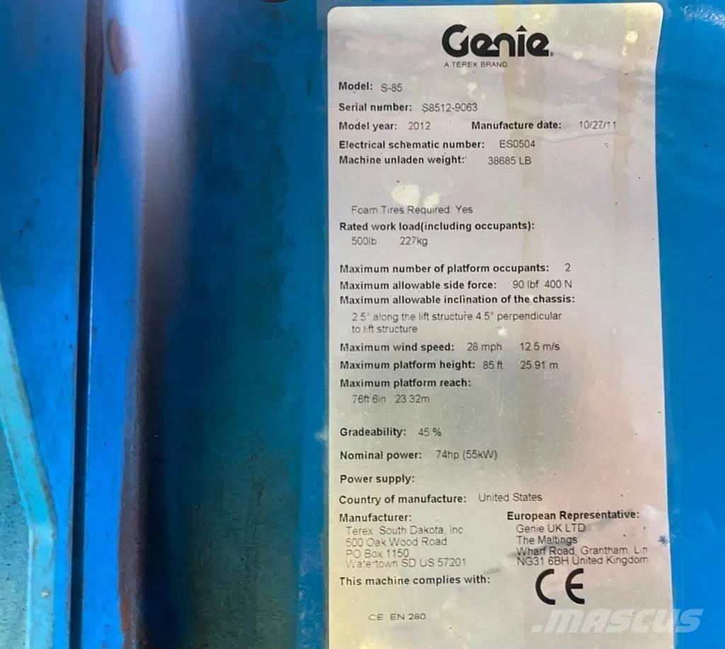 Genie S-85 رافعات سلة تلسكوبية