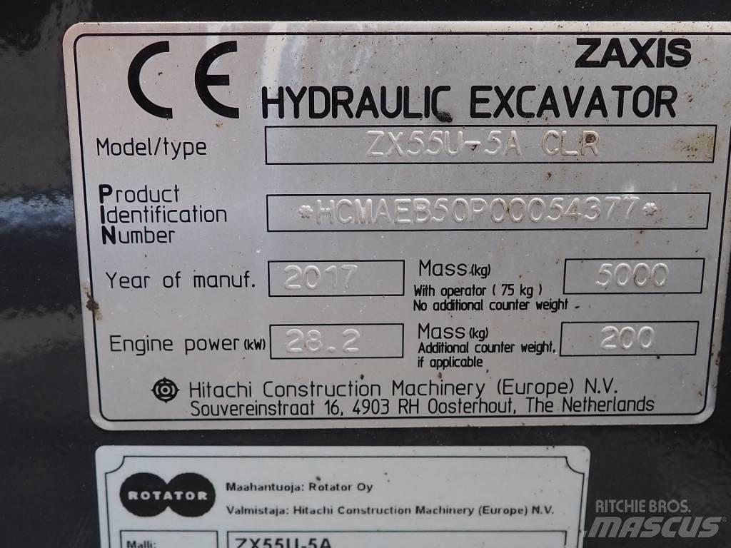 Hitachi ZX 55 U-5 A حفارات صغيرة أقل من 7 طن (حفارات صغيرة)