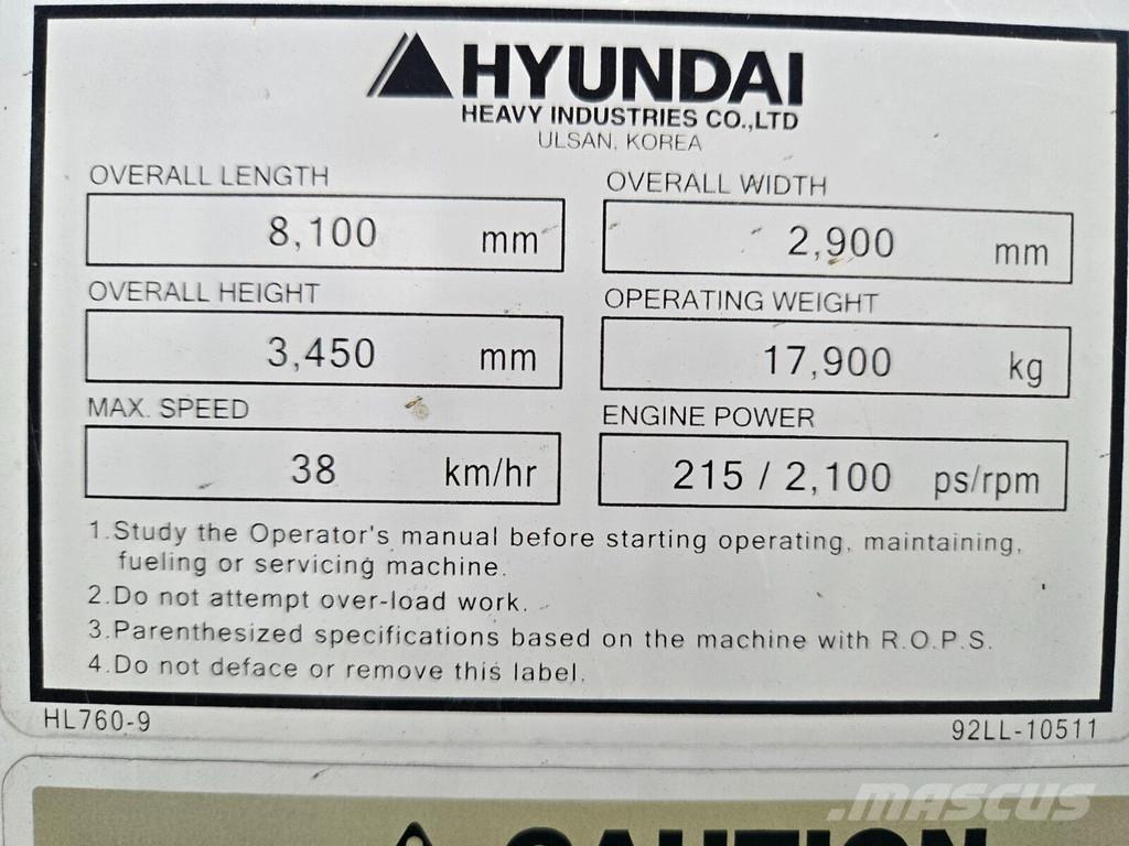 Hyundai HL760-9 لوادر بعجل