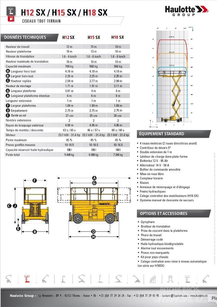 Haulotte H 15 SX رافعات مقصية الشكل