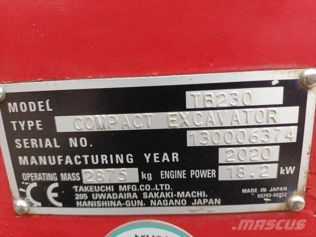 Takeuchi TB 230 حفارات صغيرة أقل من 7 طن (حفارات صغيرة)