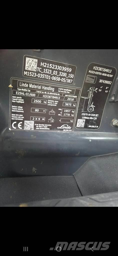 Linde h 25 شاحنات ذات رافعات شوكية تعمل بالكهرباء