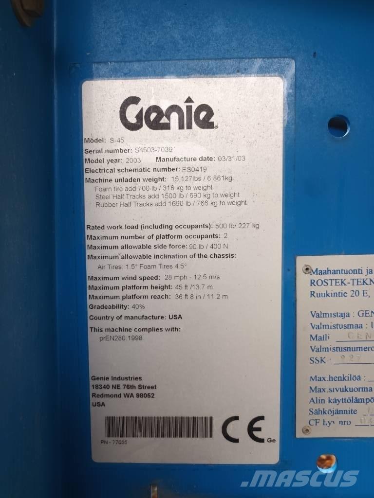 Genie S 45 RT رافعات سلة تلسكوبية