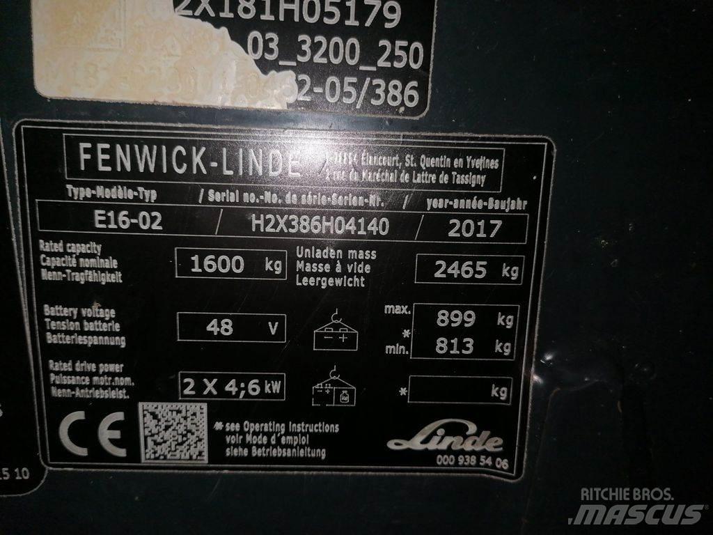 Linde E16-02 شاحنات ذات رافعات شوكية تعمل بالكهرباء