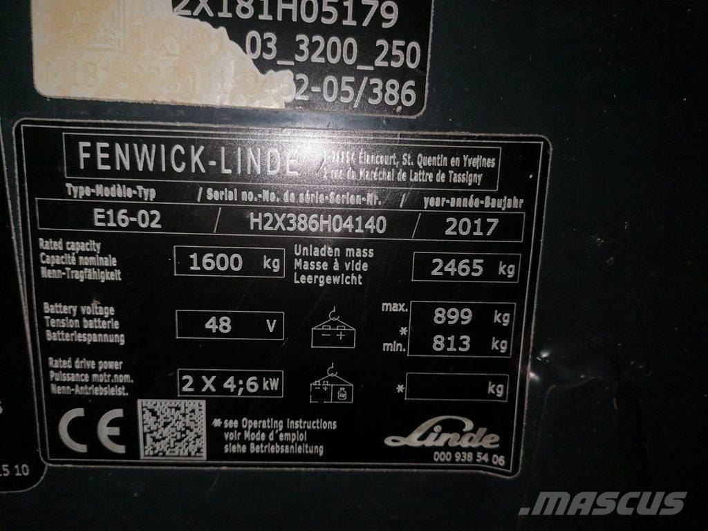 Linde E16-02 شاحنات ذات رافعات شوكية تعمل بالكهرباء