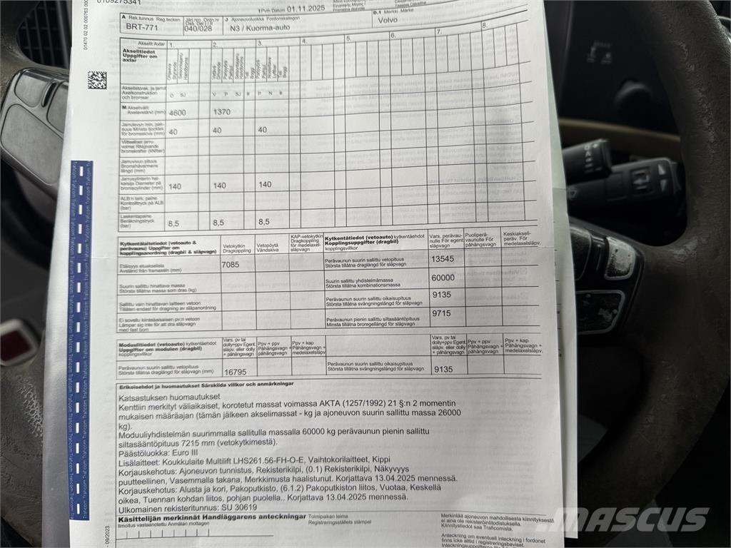 Volvo FH 520 6X2 شاحنات الرافعات الخطافية