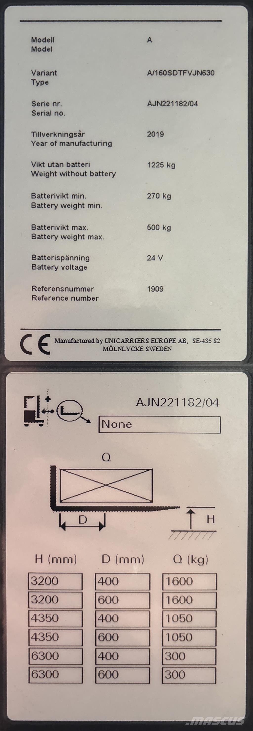 Atlet A160 شاحنات مناولة ذاتية الدفع