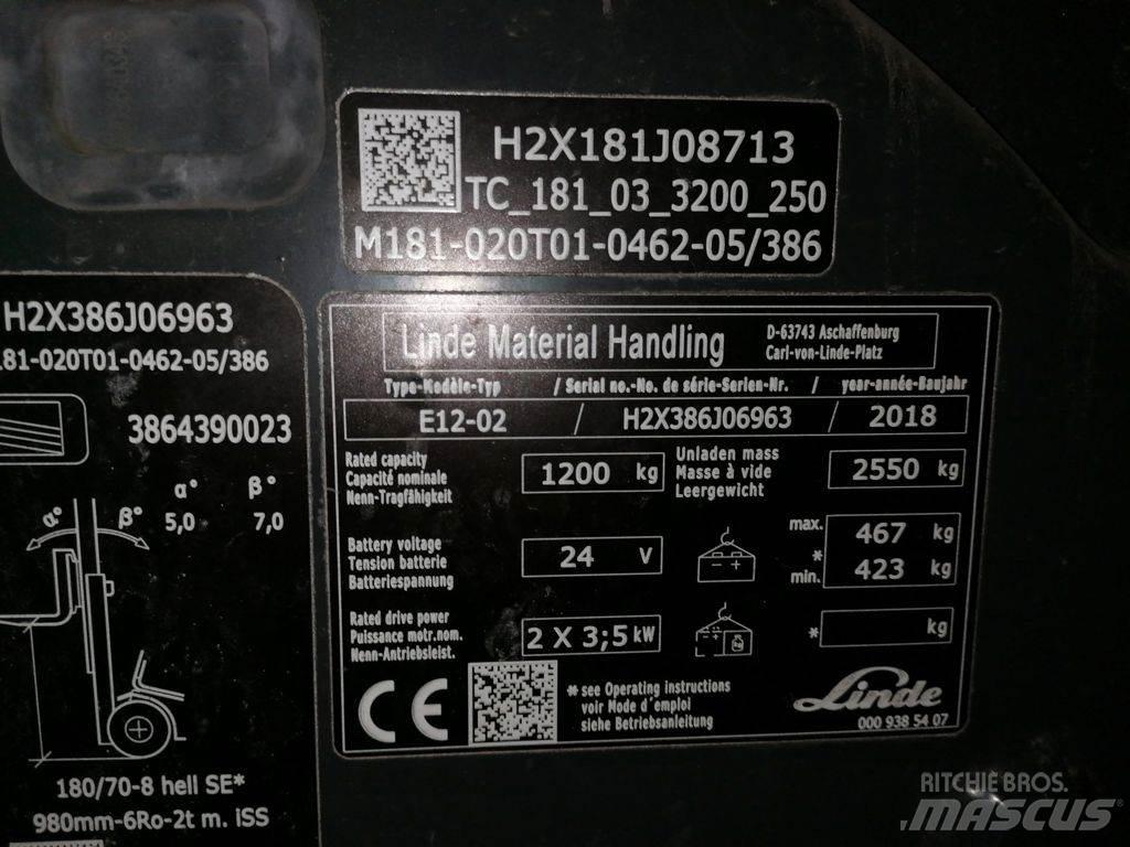 Linde E12-02 شاحنات ذات رافعات شوكية تعمل بالكهرباء
