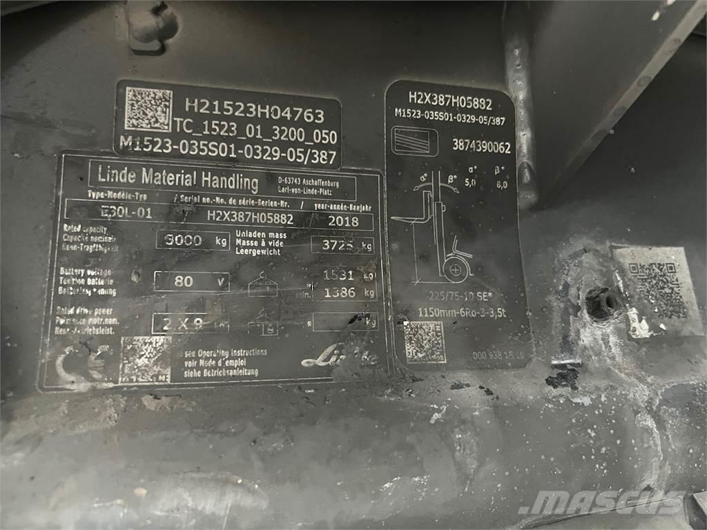 Linde E30L-01 شاحنات ذات رافعات شوكية تعمل بالكهرباء