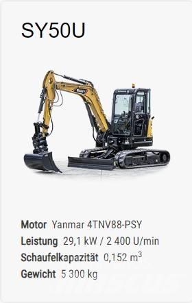 Sany SY 50 U حفارات صغيرة أقل من 7 طن (حفارات صغيرة)