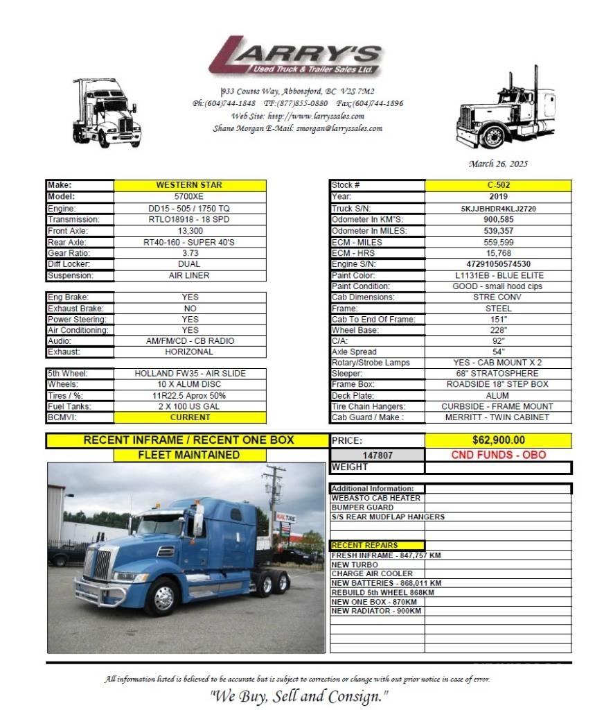 Western Star 5700 XE وحدات الجر