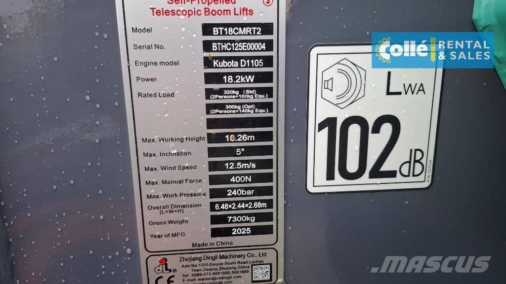 Dingli BT18CMRT2 رافعات سلة تلسكوبية