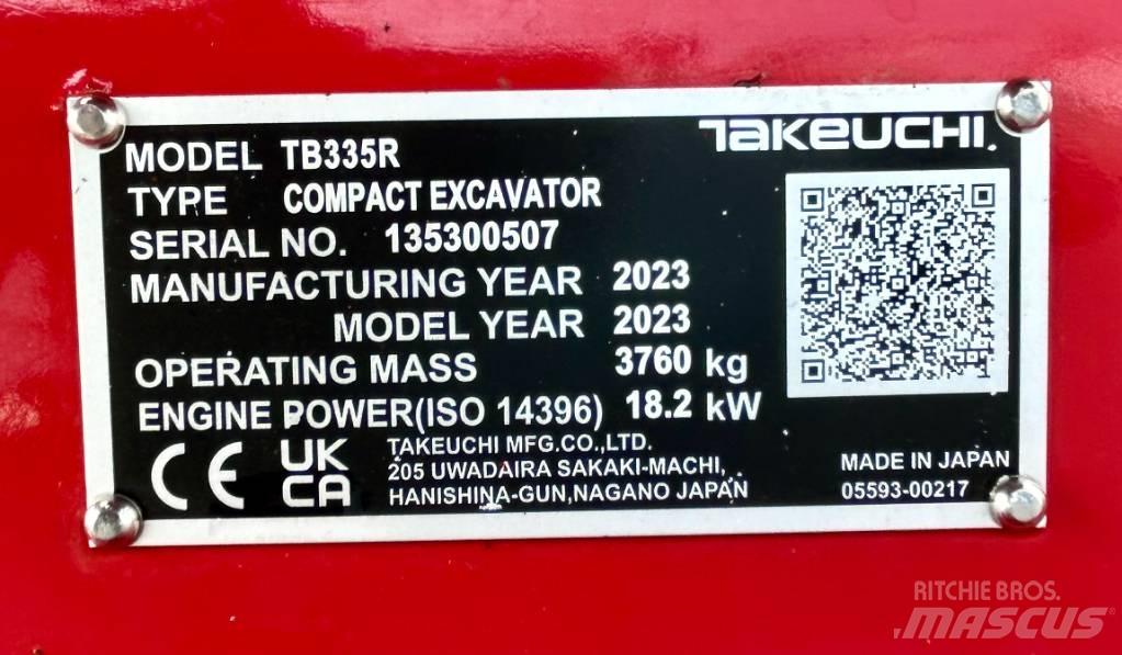 Takeuchi TB 335R V3 حفارات صغيرة أقل من 7 طن (حفارات صغيرة)