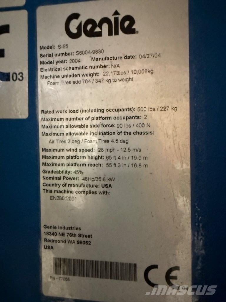 Genie S 65 رافعات سلة مفصلية