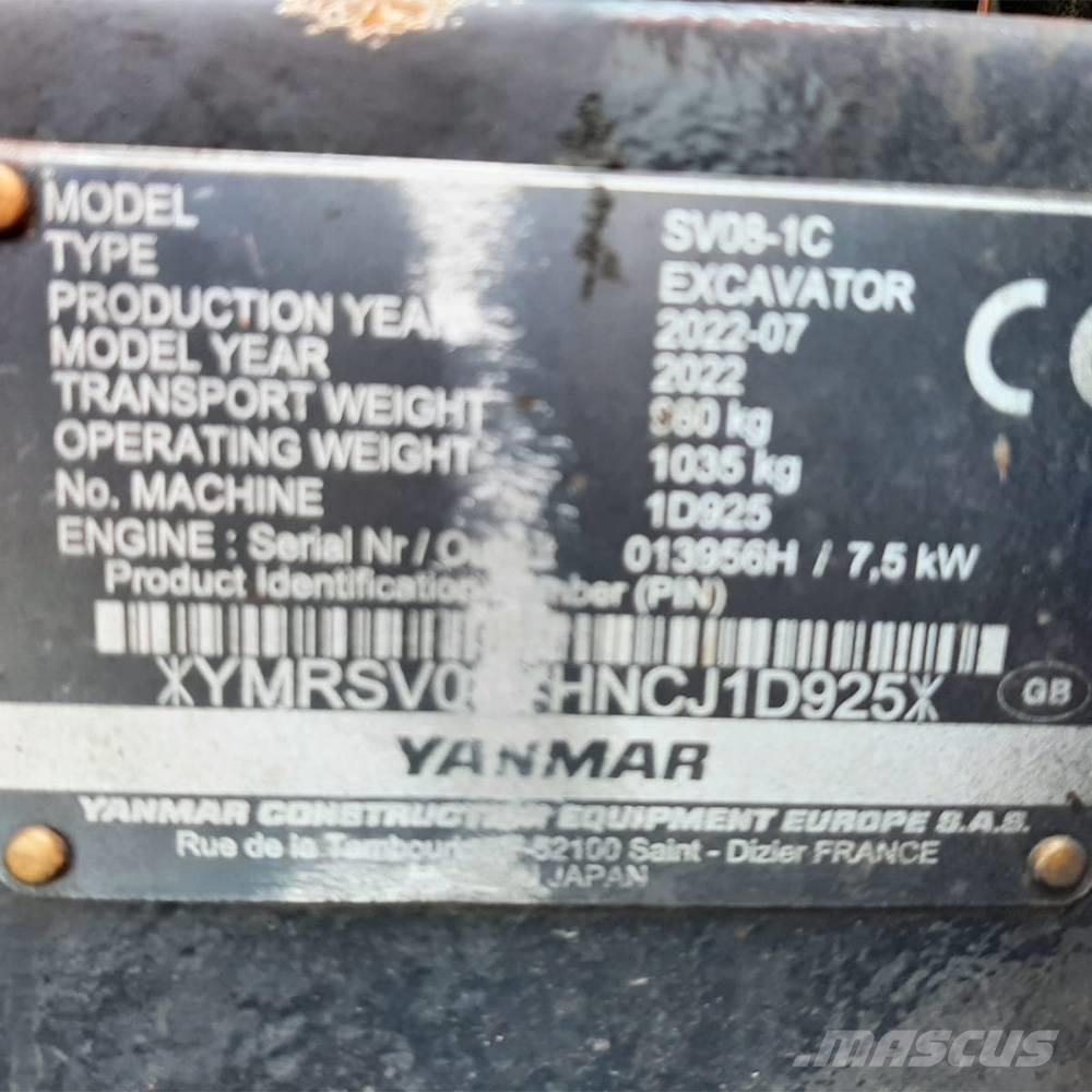 Yanmar SV 08 حفارات صغيرة أقل من 7 طن (حفارات صغيرة)