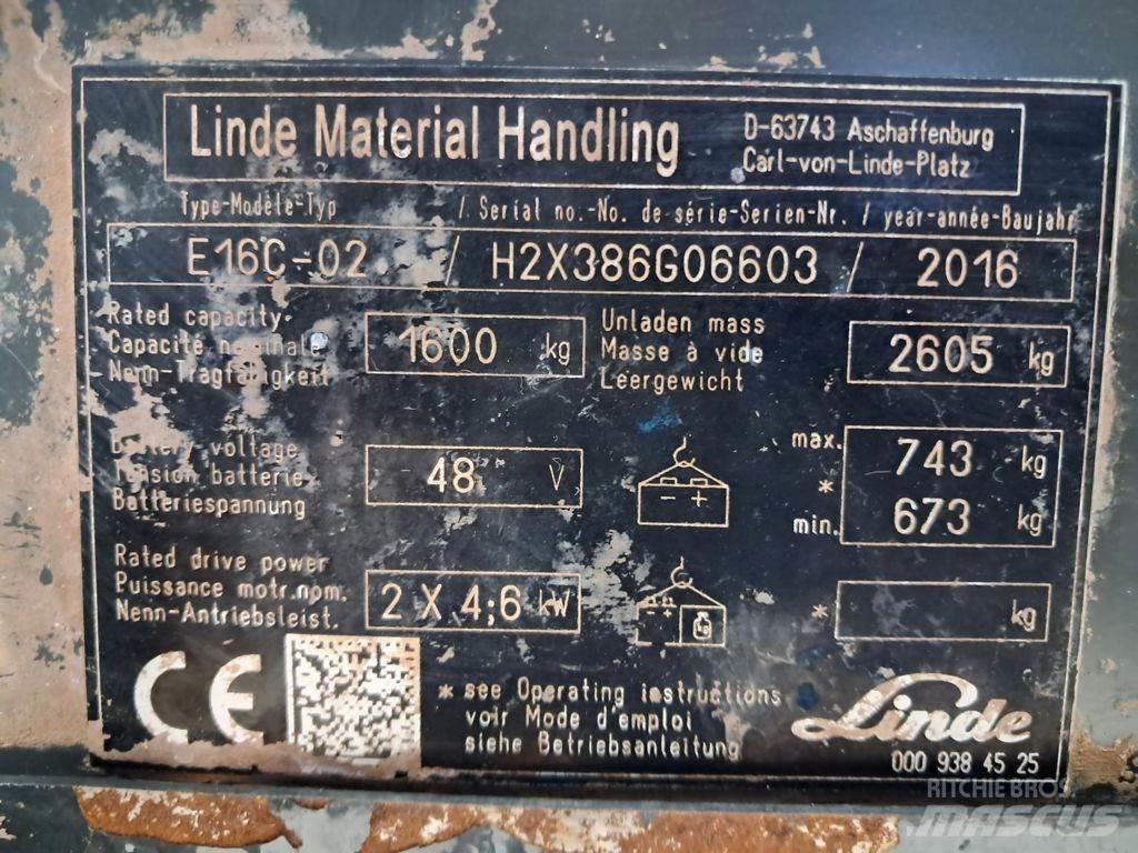 Linde E16C-03 شاحنات ذات رافعات شوكية تعمل بالكهرباء