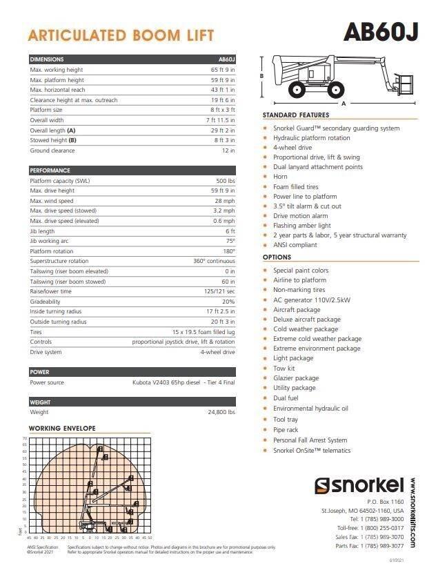 Snorkel AB60J رافعات سلة مفصلية