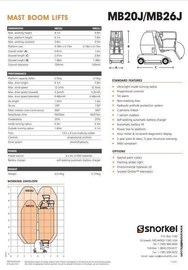 Snorkel MB20J رافعات السارية الرأسية