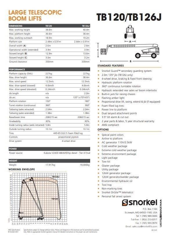 Snorkel TB120 رافعات سلة تلسكوبية