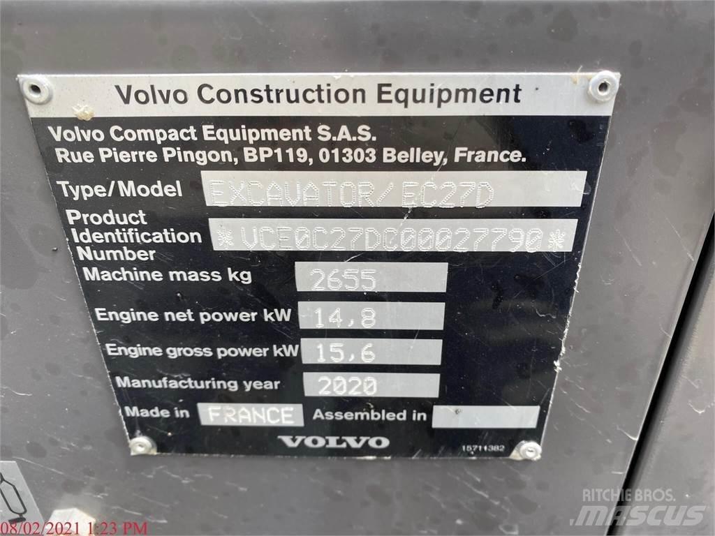 Volvo EC27D حفارات صغيرة أقل من 7 طن (حفارات صغيرة)