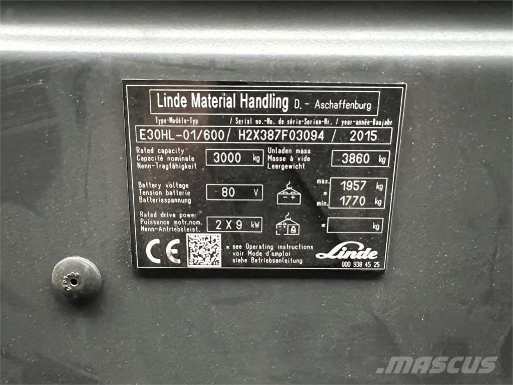 Linde E30/600HL شاحنات ذات رافعات شوكية تعمل بالكهرباء