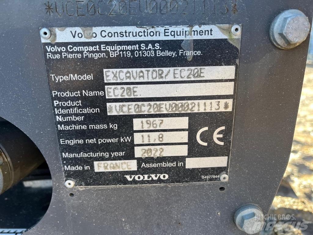 Volvo EC 20 E حفارات صغيرة أقل من 7 طن (حفارات صغيرة)