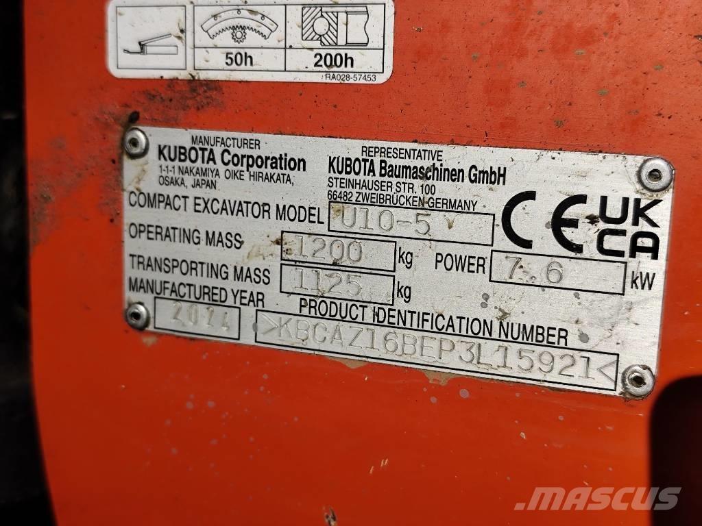 Kubota U 10-5 حفارات صغيرة أقل من 7 طن (حفارات صغيرة)