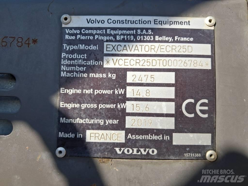 Volvo ECR 25 D حفارات صغيرة أقل من 7 طن (حفارات صغيرة)