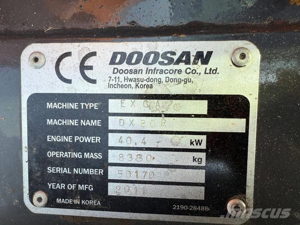 Doosan DX 80 R حفارات وسط 7 طن - 12 طن