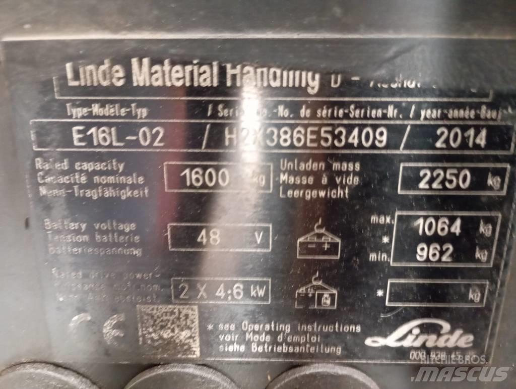 Linde E 16 شاحنات ذات رافعات شوكية تعمل بالكهرباء