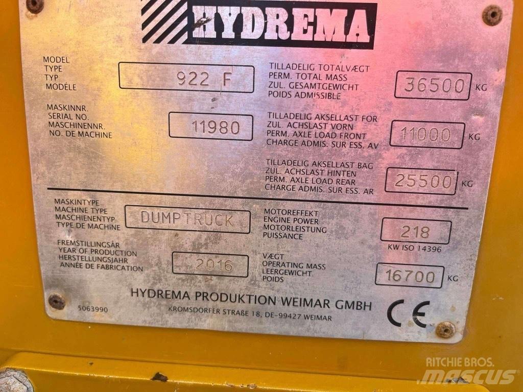 Hydrema 922 F عربات نقل قلابة للمواقع