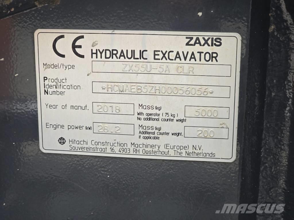 Hitachi ZX55U-5A CLR حفارات صغيرة أقل من 7 طن (حفارات صغيرة)