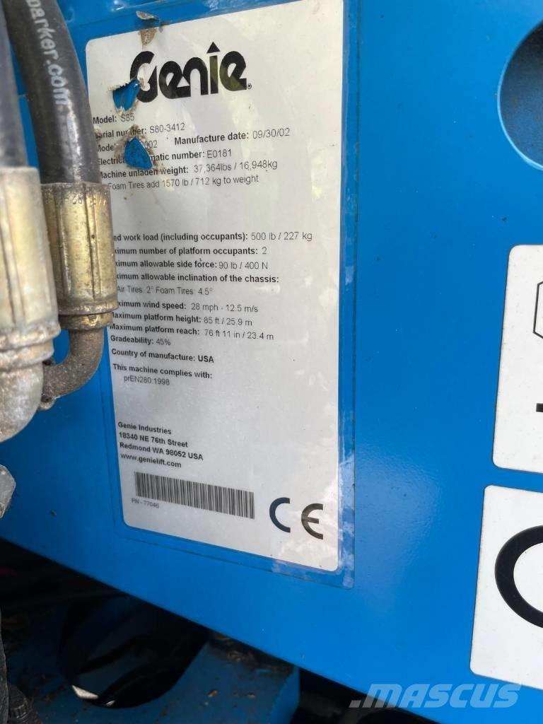 Genie S 85 رافعات سلة تلسكوبية