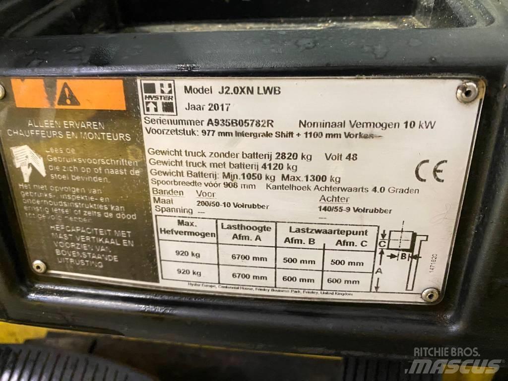 Hyster J 2.0 XNT LWB شاحنات ذات رافعات شوكية تعمل بالكهرباء