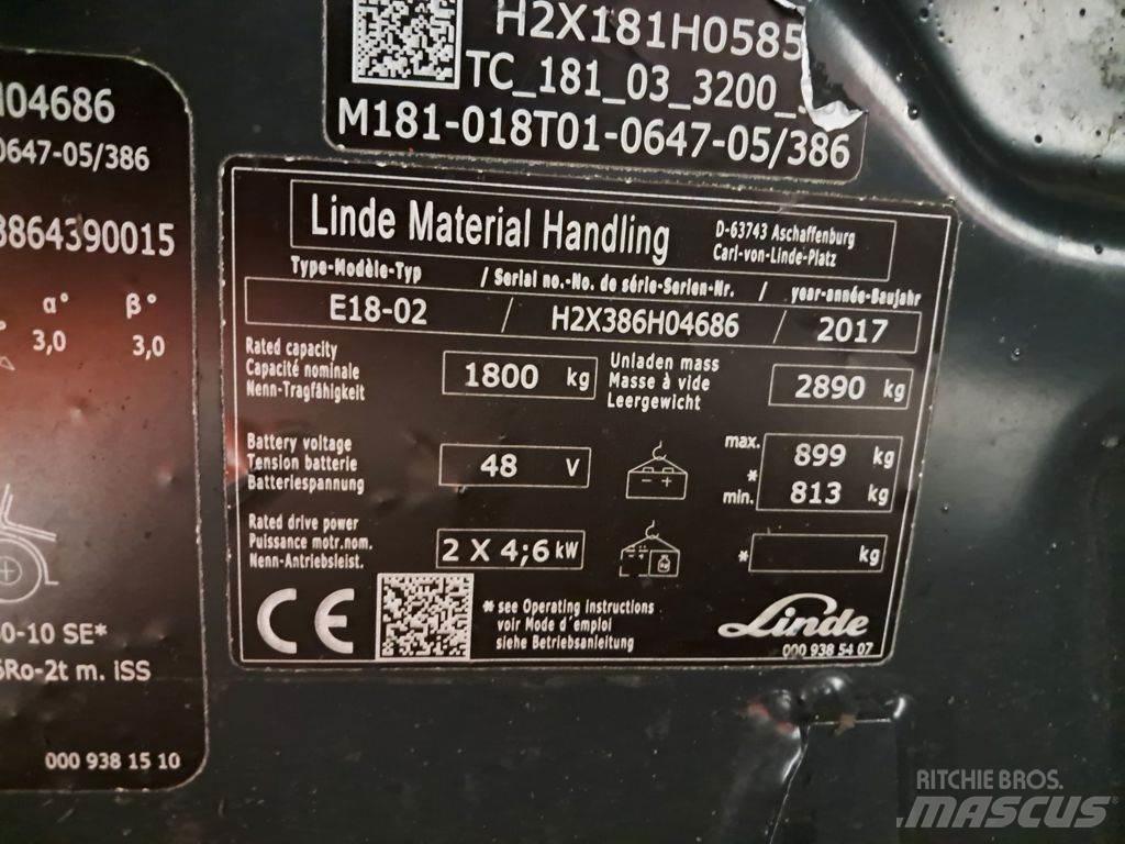 Linde E18-02 شاحنات ذات رافعات شوكية تعمل بالكهرباء