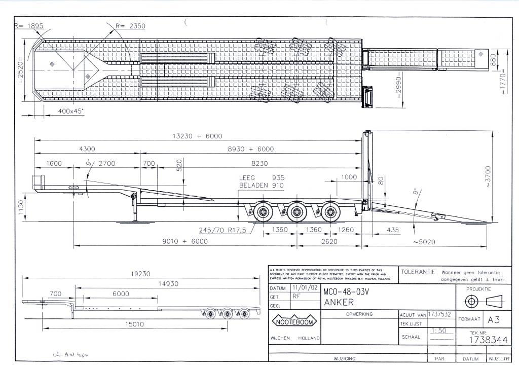 Nooteboom MCO-48-03V نصف مقطورة مسطحة منخفضة