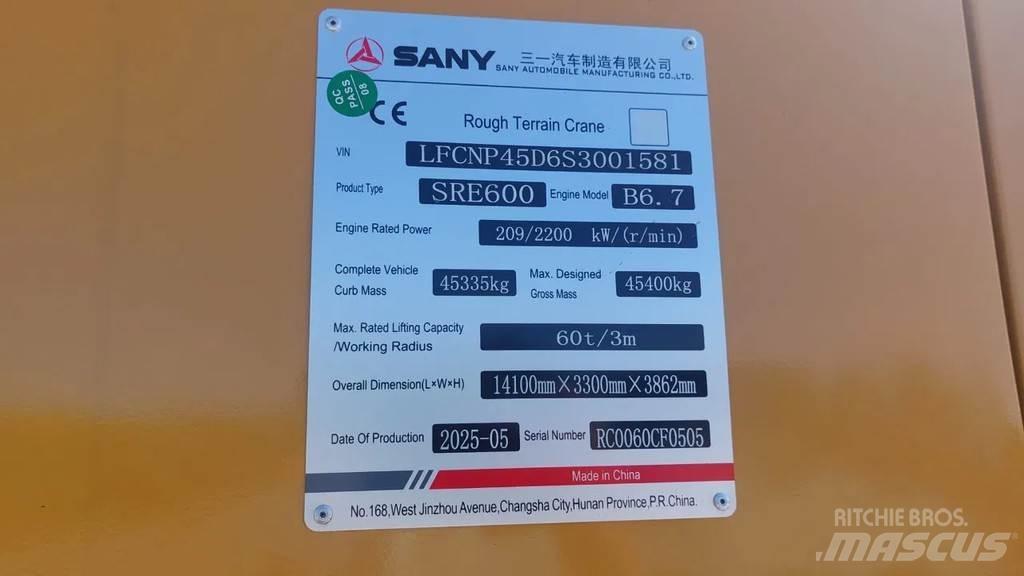 Sany SRE600 رافعات الطرق الوعرة