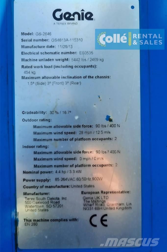 Genie GS-2646 | 2013 رافعات مقصية الشكل