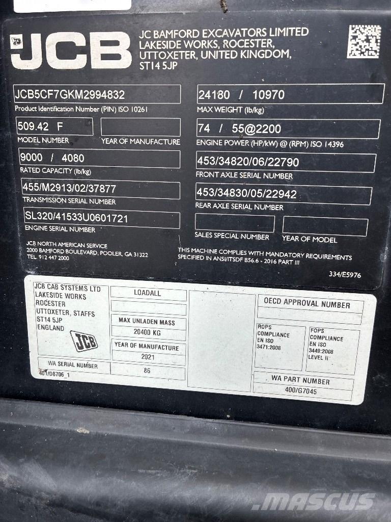 JCB 509-42 مناولات متداخلة