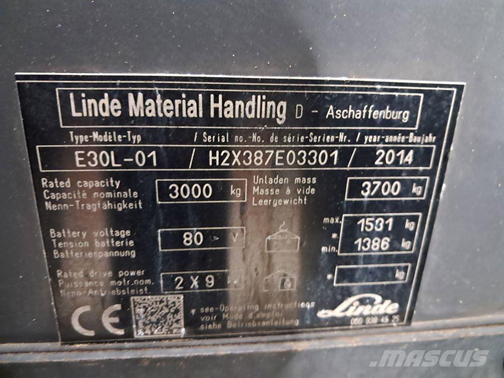 Linde E30L-01 شاحنات ذات رافعات شوكية تعمل بالكهرباء