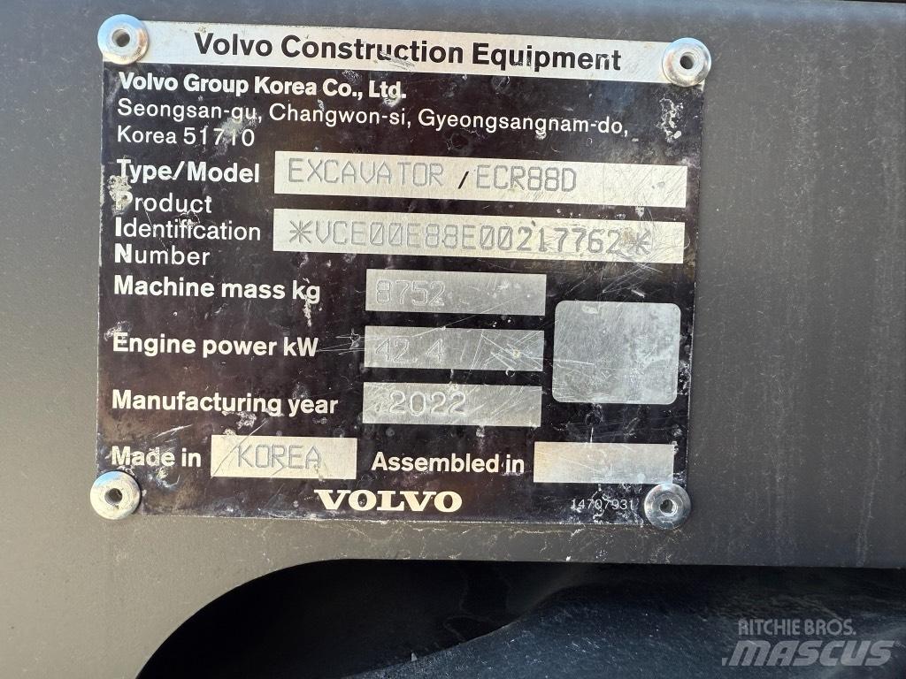 Volvo ECR88D حفارات وسط 7 طن - 12 طن