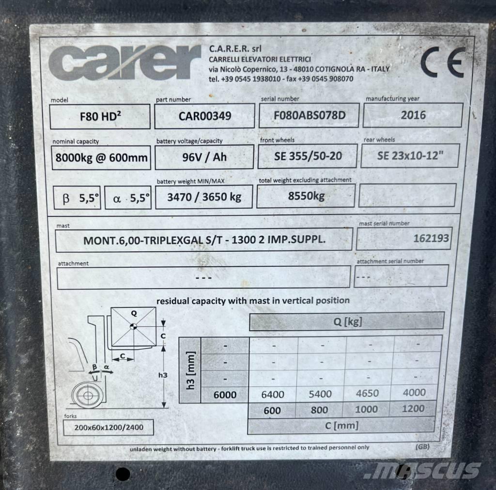 Carer F80 شاحنات ذات رافعات شوكية تعمل بالكهرباء