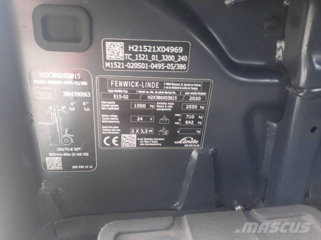 Linde E15-02 شاحنات ذات رافعات شوكية تعمل بالكهرباء