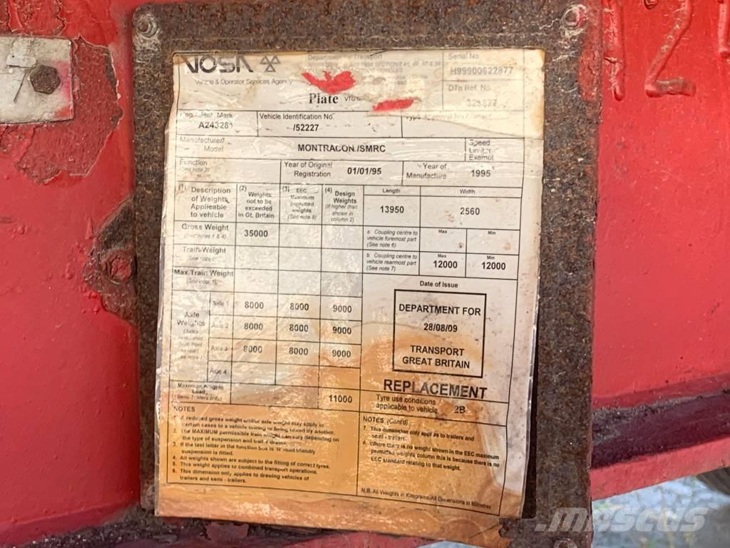 Montracon 3 Axles نصف مقطورة مسطحة منخفضة